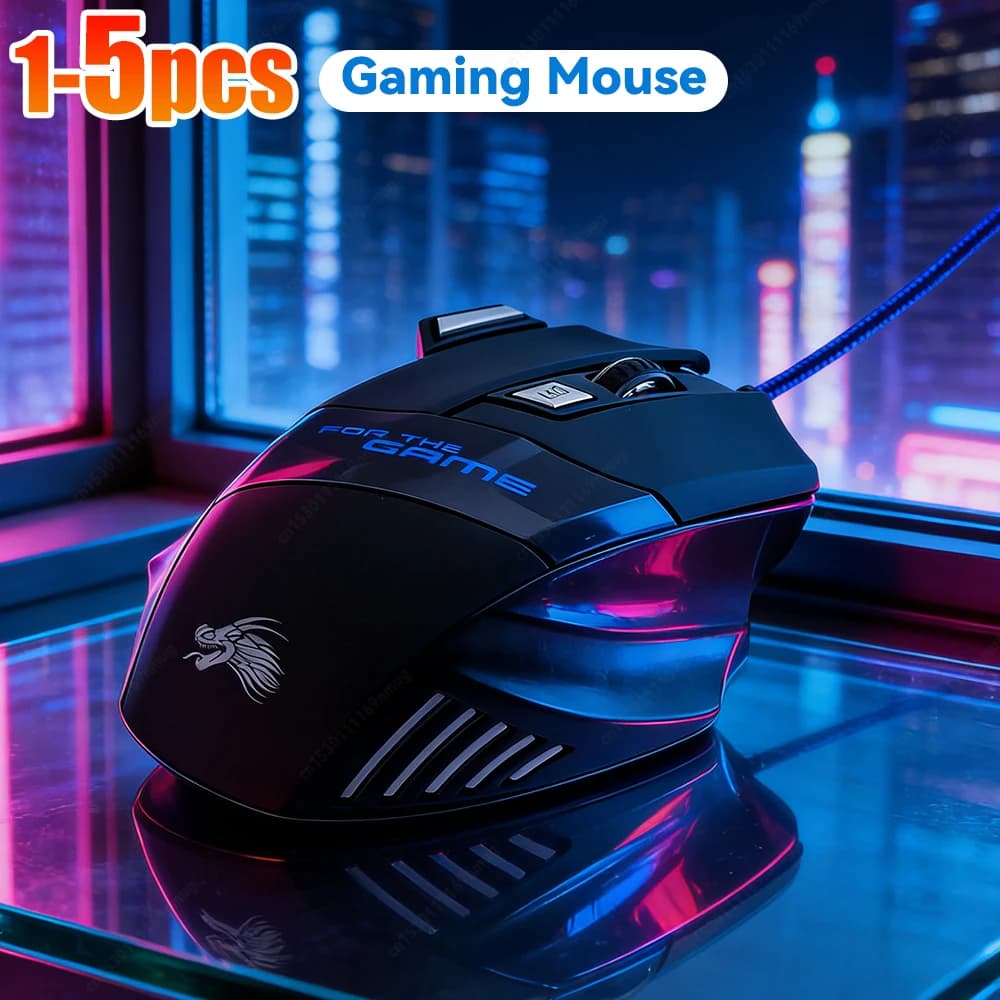 Mouse Optical Convertible for Gaming on PC, Mouse for Gamer with 7 Color Retro Lighting, Adjustable DPI, for Laptop and Desktop, Professional Mouse for Computer