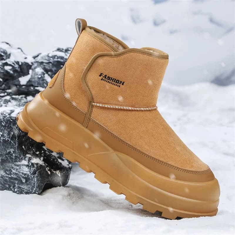 Nuovi stivali da uomo in pelle 2025 piattaforma invernale calda pelliccia caviglia corta slip on moda scarpe da lavoro casual stivali con plateau Botas