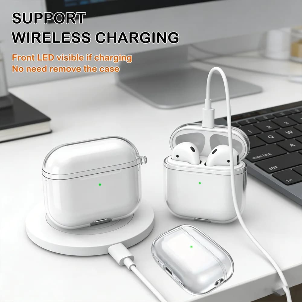 Custodia Morbida Trasparente in TPU per Auricolari Airpods Pro 3 2025, Airpods 4 2024, Cover Antiurto Trasparente per Airpods 2 3 2021