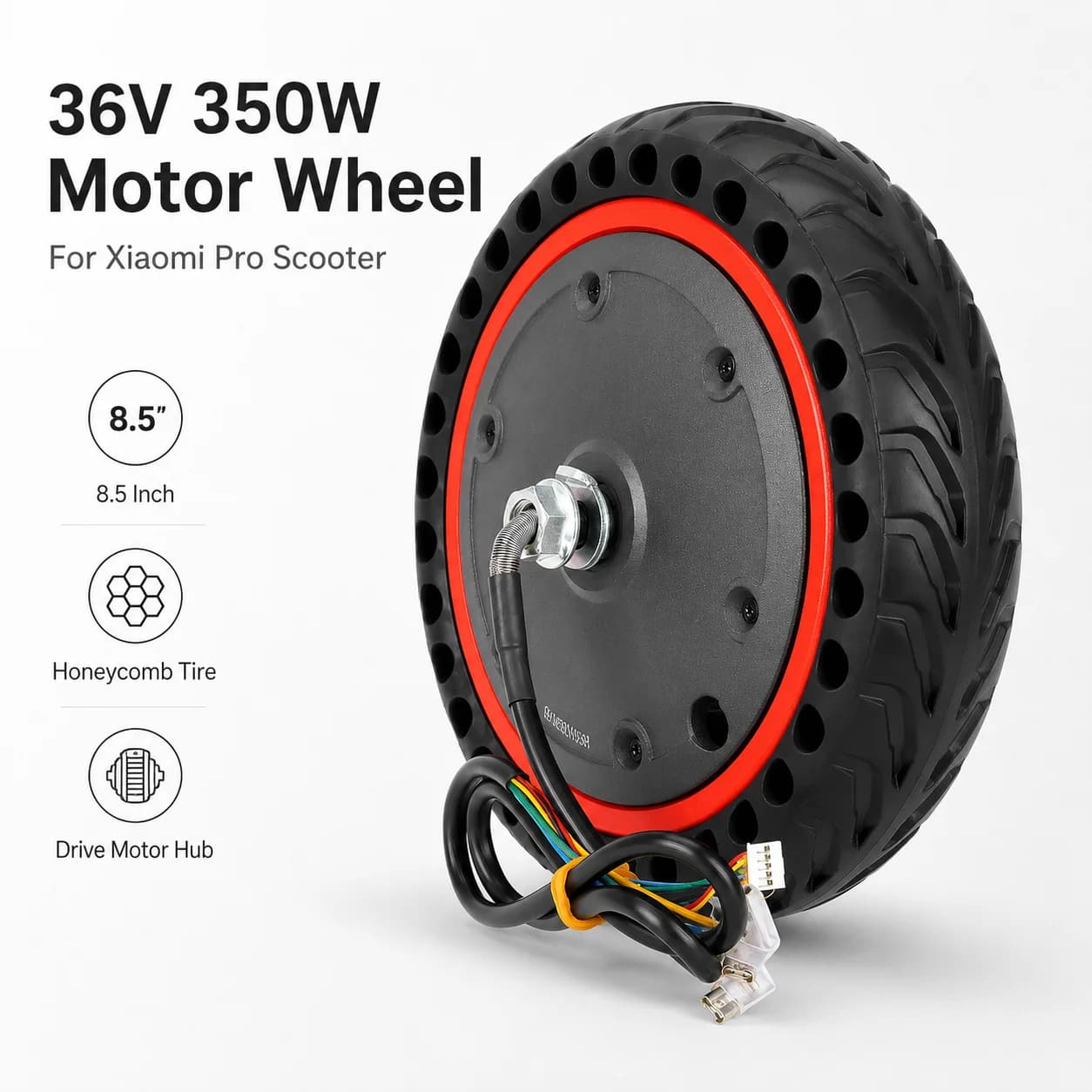 36V 350W Motor Wheel Hub for Xiaomi Pro Electric Scooter 8.5 Inch Drive Wheel Assembly Rear Motor Repair Replacement Part