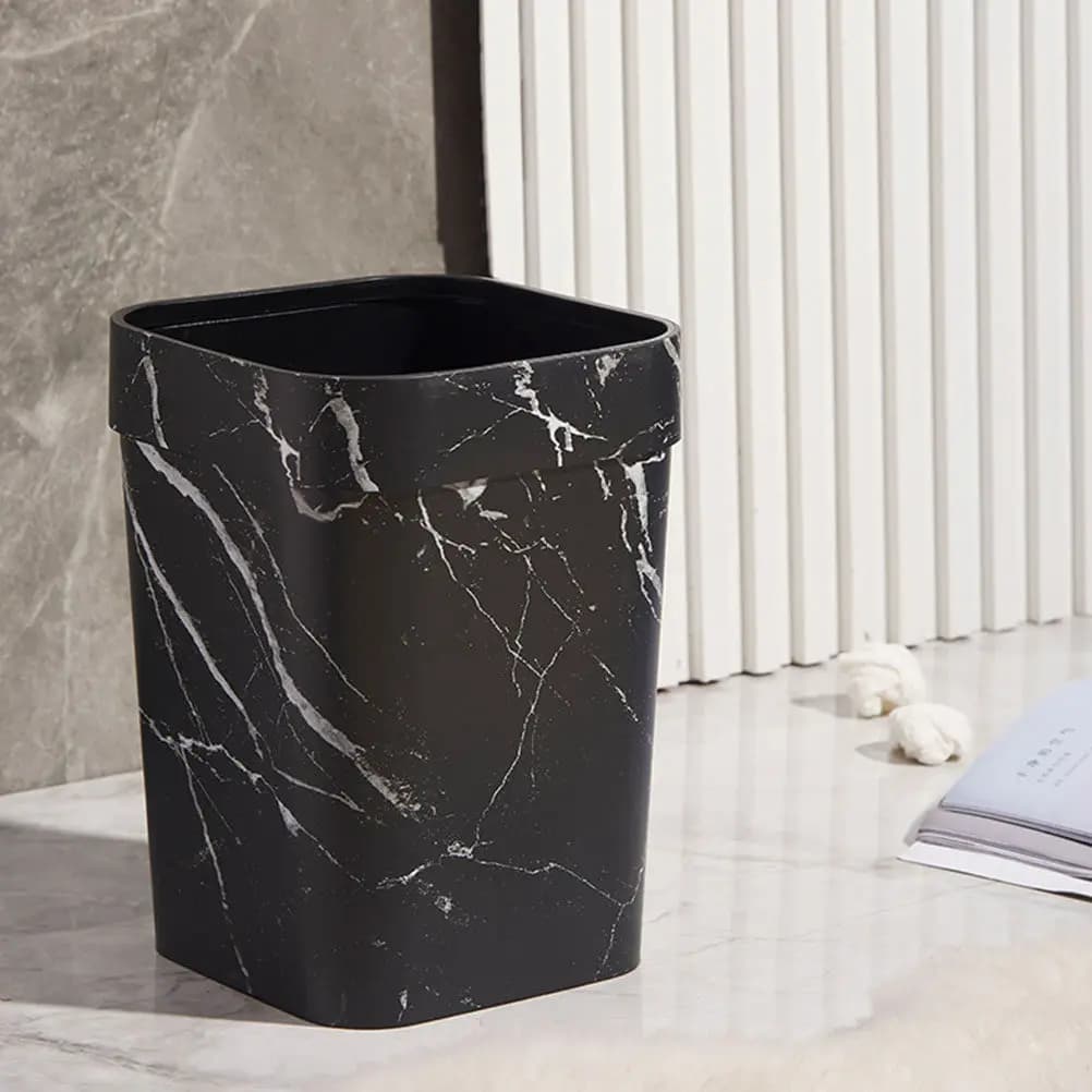 Plastic Square Waste Basket for Home Kitchen Bathroom Living Room Bedroom Office Dorm Garbage Container with Pressing Ring Large