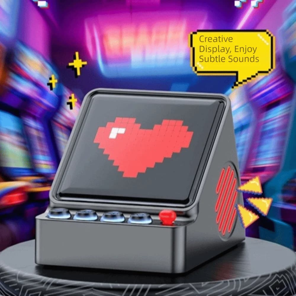 Retro Rhythm Light Bluetooth Speaker 1800mAh Clock Retro Pixel Speaker Stereo Portable Wireless Speaker Desktop