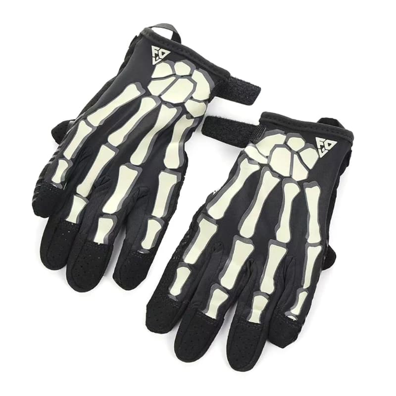 Nylon Motorcycle Gloves for Comfortable Cycling Skeleton Hand Pattern