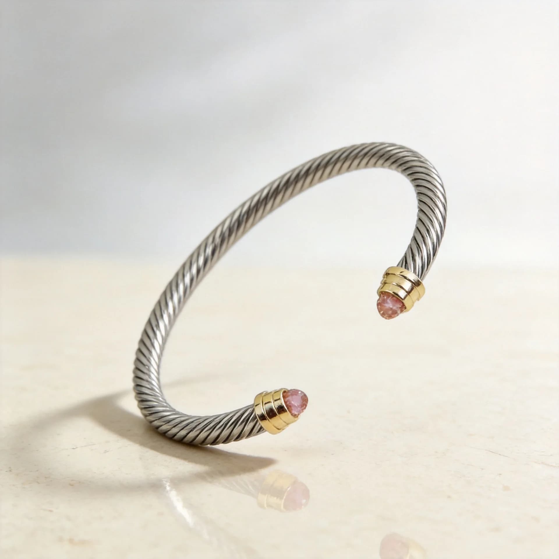 European and American New Fried Dough Twists Bracelet Women's Elastic Fried Dough Twists Copper Wire Rope C-shaped Open Bracelet