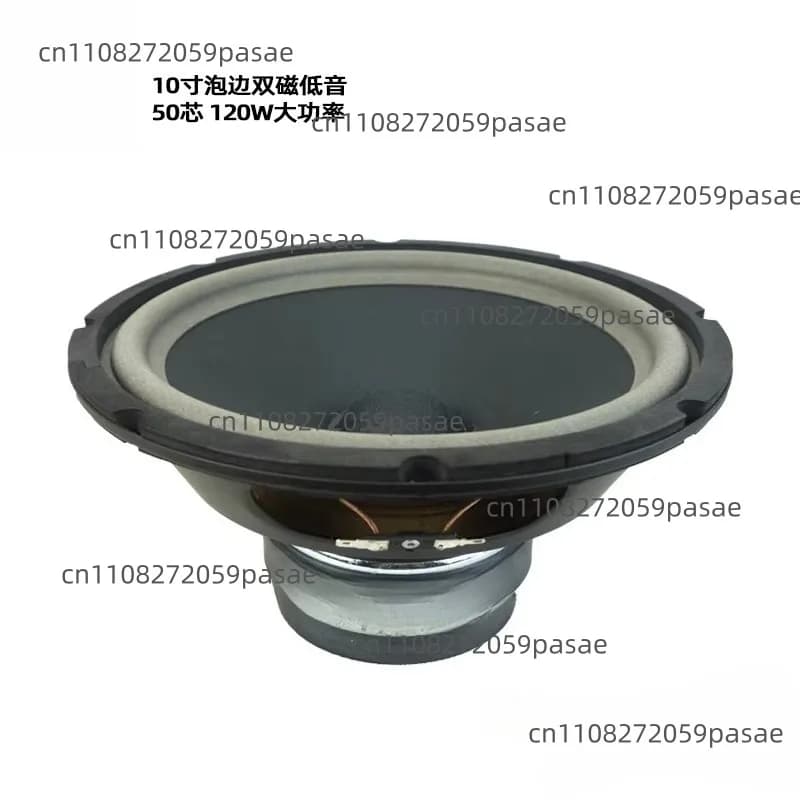 Woofer per altoparlante da 10 pollici con bobina mobile da 10 pollici a 50 core, bordo in schiuma, cono in ferro, 120W, doppio magnete, con custodia.