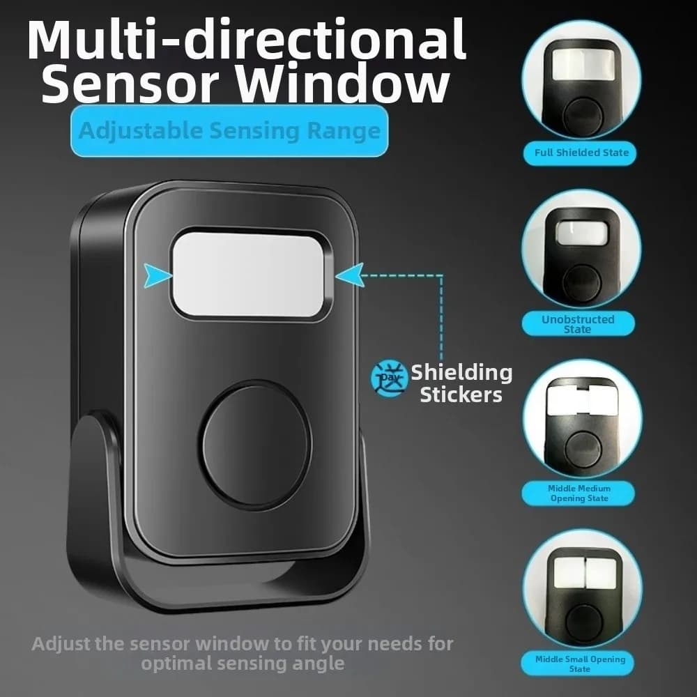 Sensore a Infrarossi Intelligente per Campanello di Benvenuto con Funzione di Registrazione, Rilevatore di Movimento PIR, Sensore di Allarme Wireless per Porta