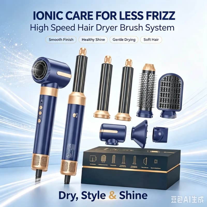 Multi‑scene 7‑in‑1 Hair‑dressing Gear, Ionic Blow Dryer Comb Built‑in Diffuser For Dormitory Quick Styling