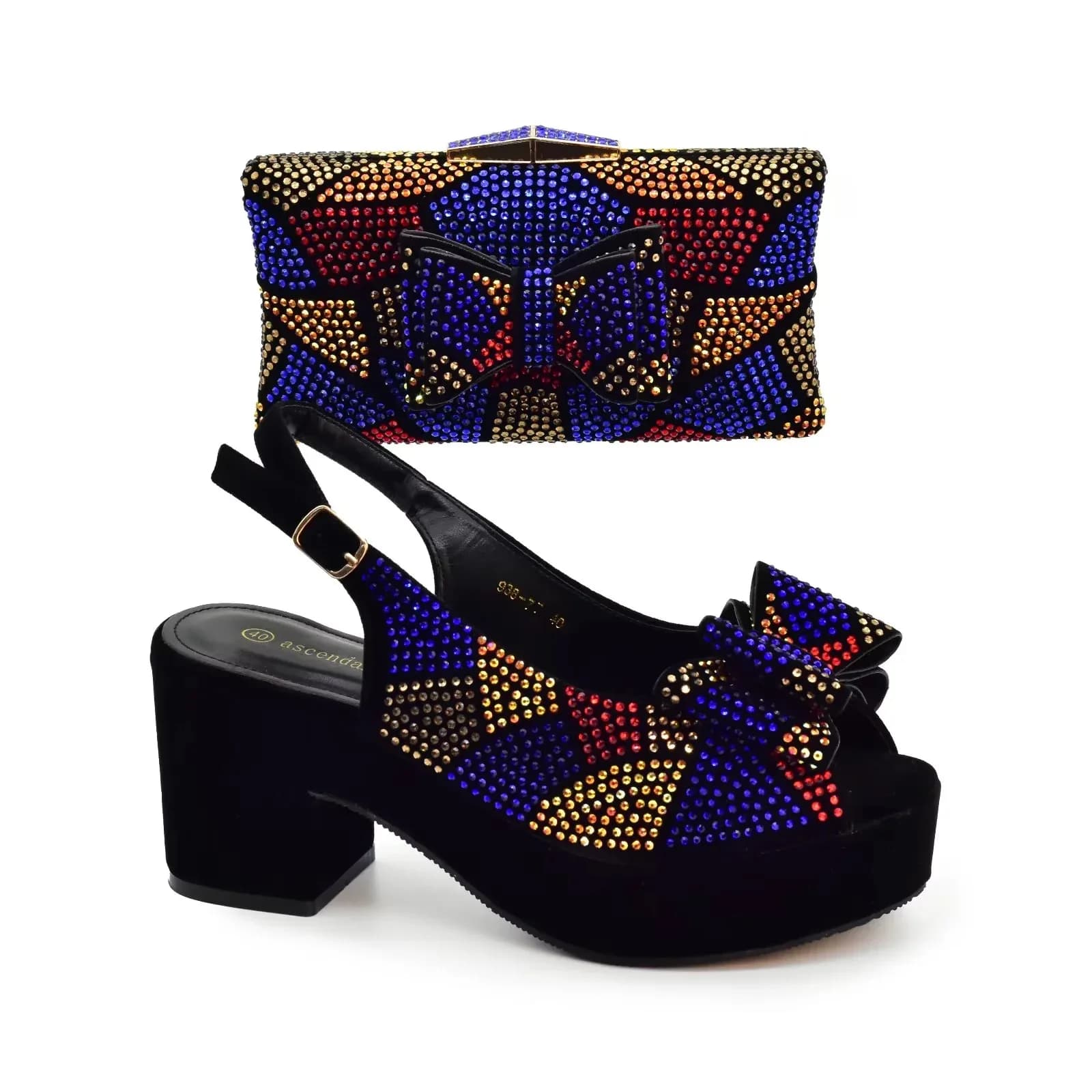 Copri borsa per scarpe da donna decorata con tacchi con plateau e strass, comoda borsa per scarpe da donna da festa