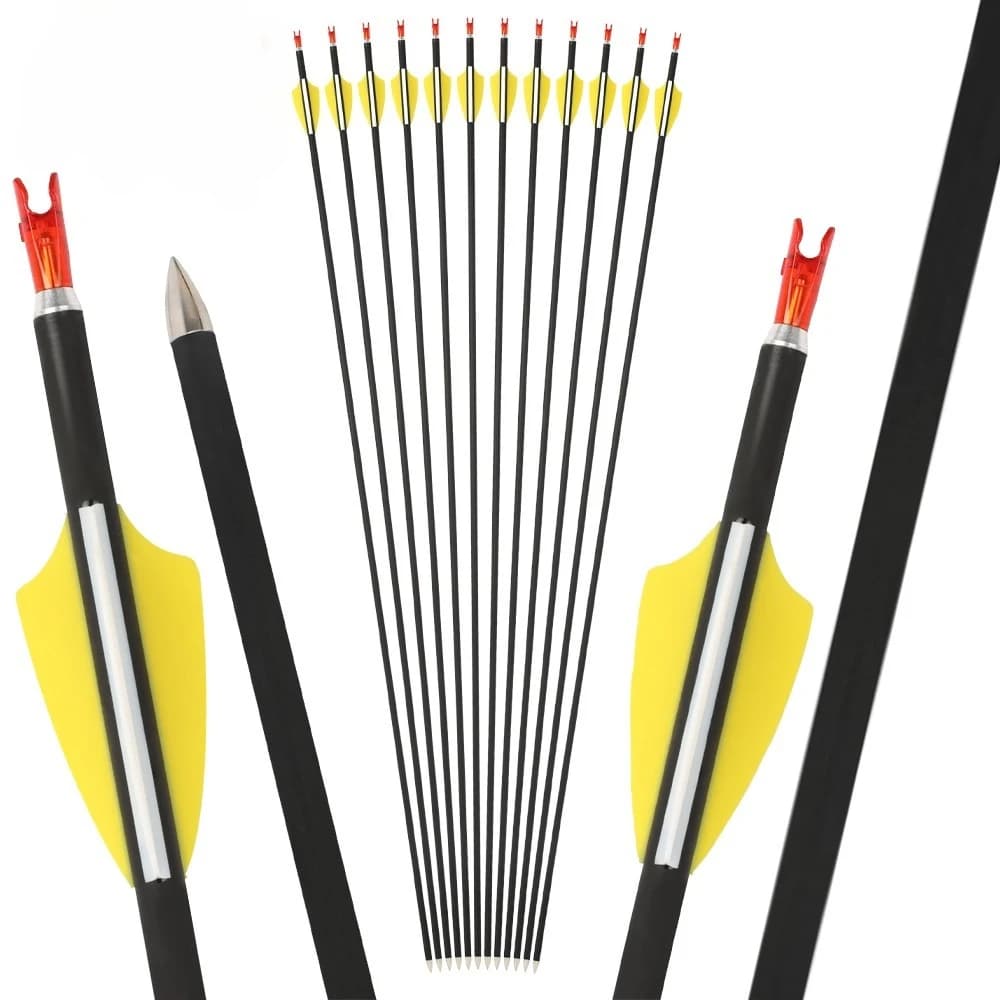 30 "Tiro con l'arco Freccia in carbonio ID4.2mm OD6mm SP1000 Frecce Punti fissi Alette in gomma Arco Tiro al bersaglio Tiro con l'arco Arco da caccia