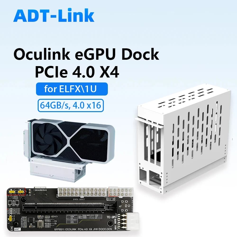 Dock per Scheda Grafica eGPU Oculink per Laptop/Mini PC, 64GB/s PCIe 4.0 X4, Supporta Alimentatore ELFX 1U, Enclosure GPU Esterna Portatile