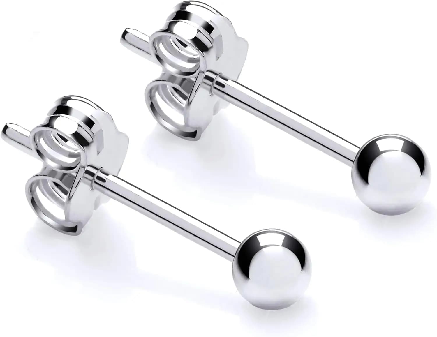 Orecchini a perno con sfera in argento sterling da 3 mm per donna e uomo