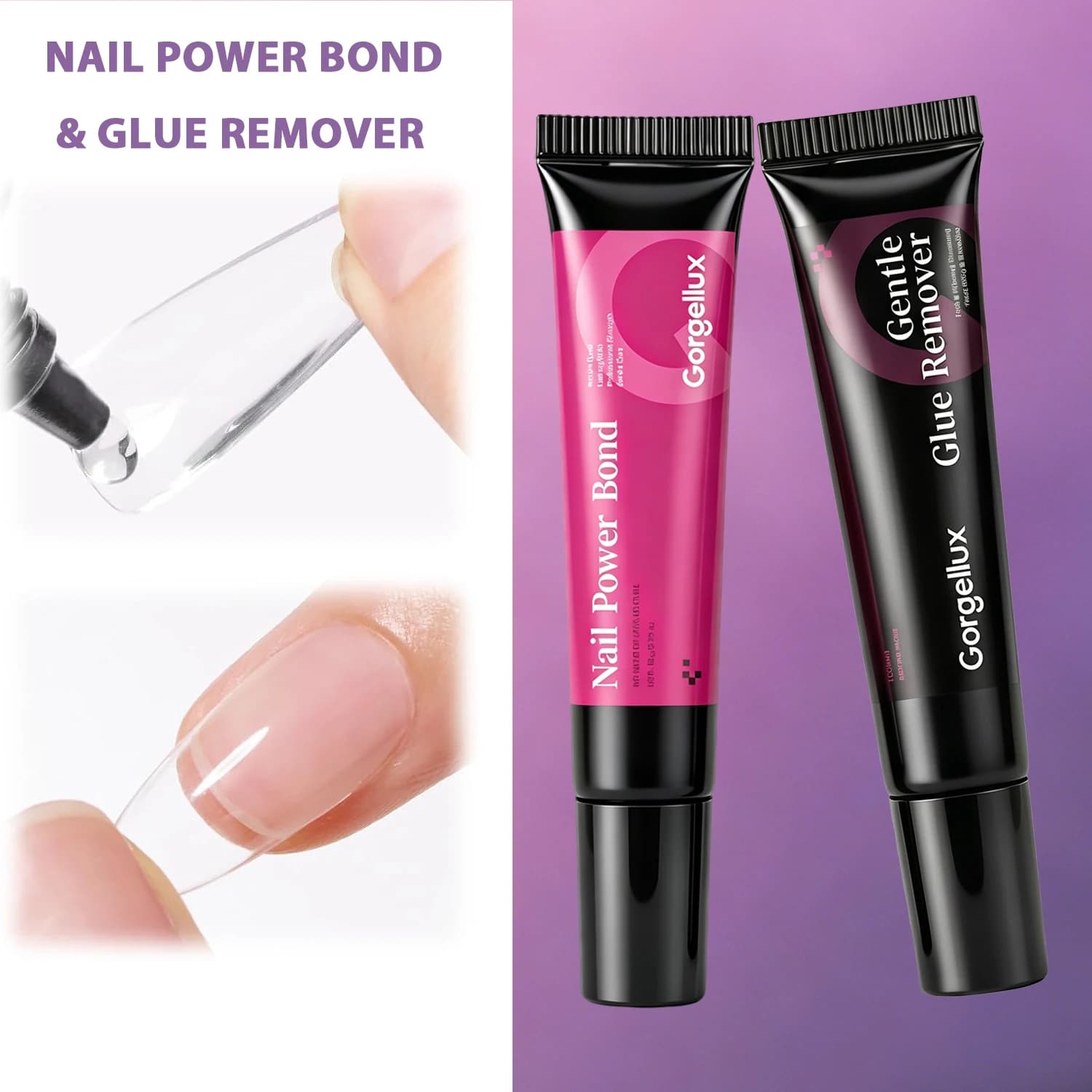 Gorgellux Beginner Nail Remover Liquid Set Easy Operation Dissolve Ordinary Nail Polish False Nail Glue Gentle Non Irritant 2pcs