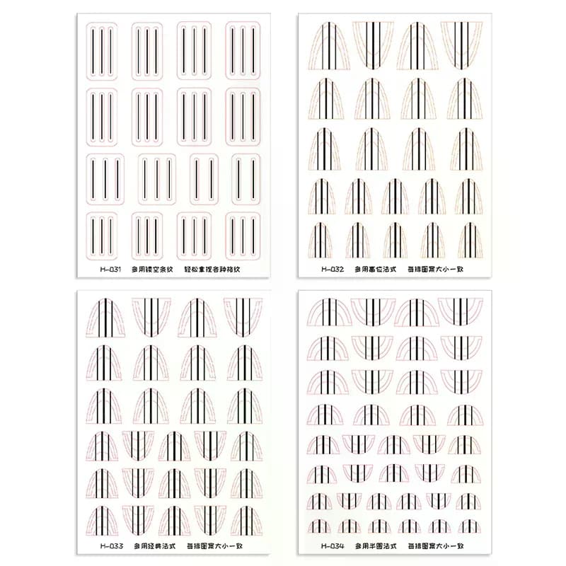 1 3d Nail Stencil French Diy Styling Sheet Transparent Manicure Guide Stickers Strong Adhesive Art Decals Tools