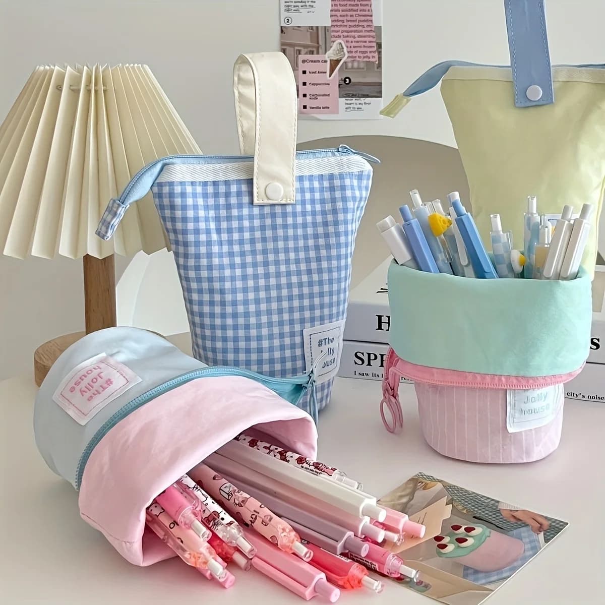 Astuccio Pieghevole Color Block Macaron - Portapenne per Studenti Elegante, Resistente e Spazioso con Design Portatile per Scrivania