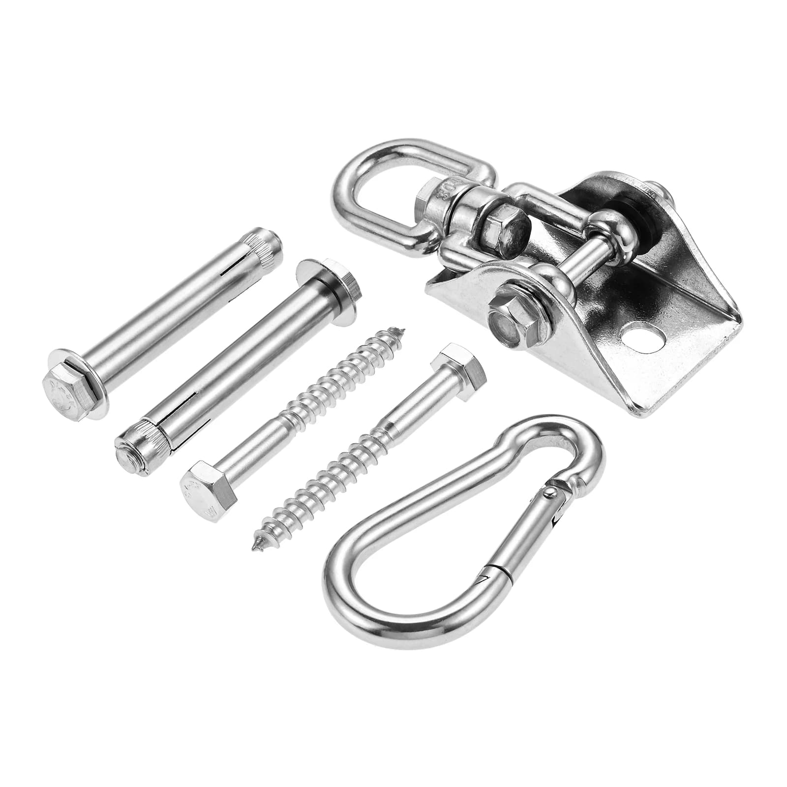 1 Set Punching Bag Hanging Kit 360° Rotation Stainless Steel Swivel Chain with 4 Snap Hooks for Heavy Bag, Hammock, Yoga Swing