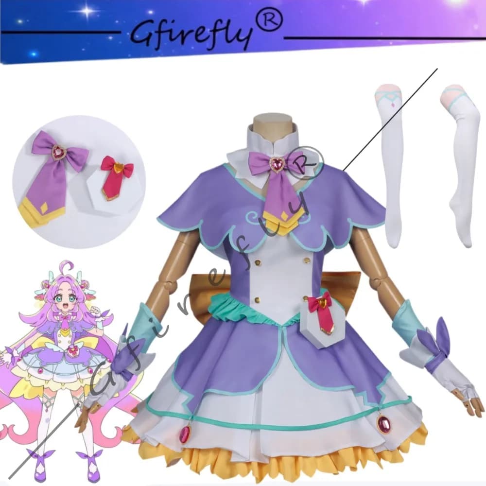 Costume Cosplay di Akechi Anna da Star Detective Precure, Abito Raffinato con Accessori a Fiocco, Outfit per Adulti per Halloween, Carnevale e Comic Con