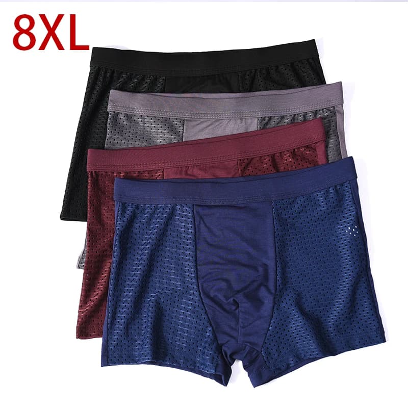 L-8XL Plus Banboo Fiber Men Underwear Male boxer Solid Panties Shorts Men's Underpants Breathable Intimate Man boxers 4pcs