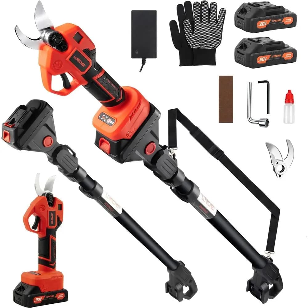 Electric shears 2 in 1 battery, cutting diameter 1.6", electric potter for trees with extension rod 13 feet, 1000 W brush