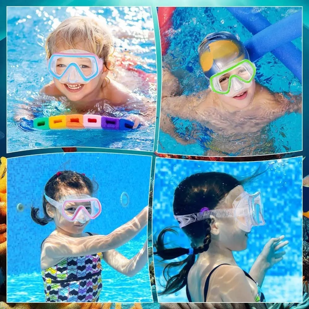 Glass Swimwear for PC Unisex PVC Strap Anti-fog Children's underwater mask with nose cover Wide view Swimming glasses for pool Girls