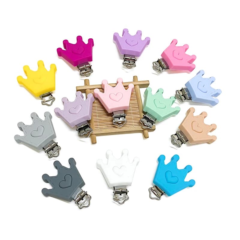 3 pezzi corona in silicone clip per ciuccio portaciuccio portaciuccio clip per allattamento succhietto accessori per catena ciuccio senza BPA