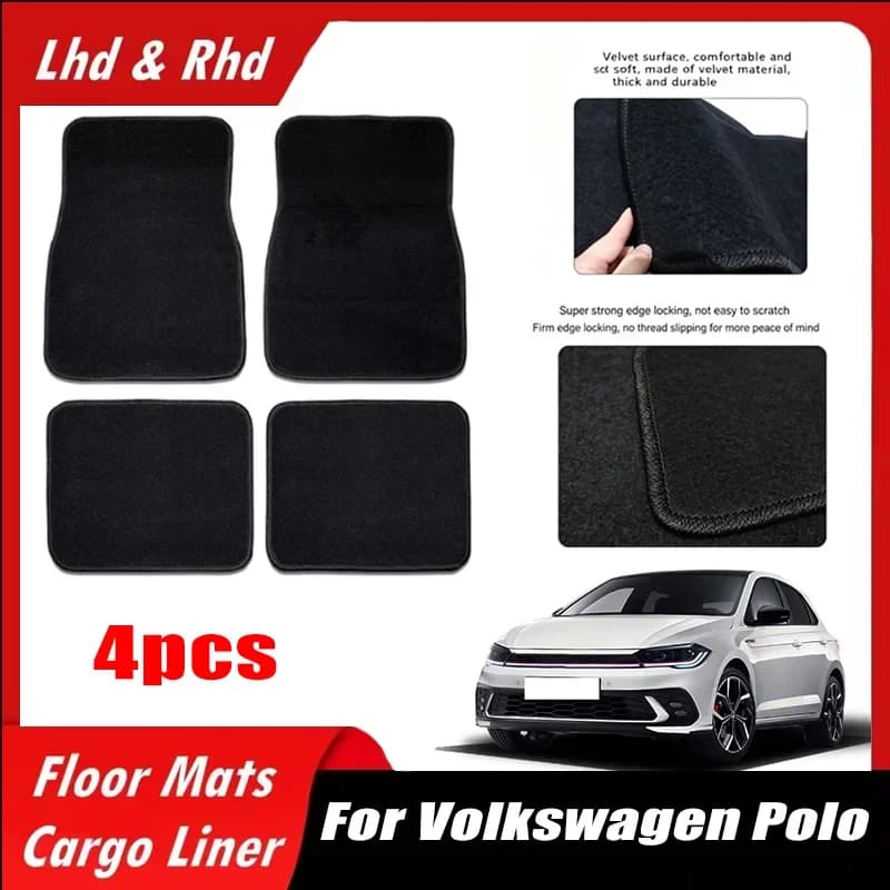4pcs Car Floor Mats All-Weather Easy To Clean Durable Anti-Slip Interior Protection Floor Liners For Volkswagen Polo