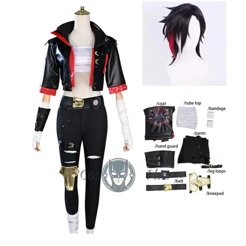 Gioco LOL Arcane 2 Cosplay Underground Fighter VI Costume Nero Carnevale Halloween Outfis Uniformi Abiti Abiti