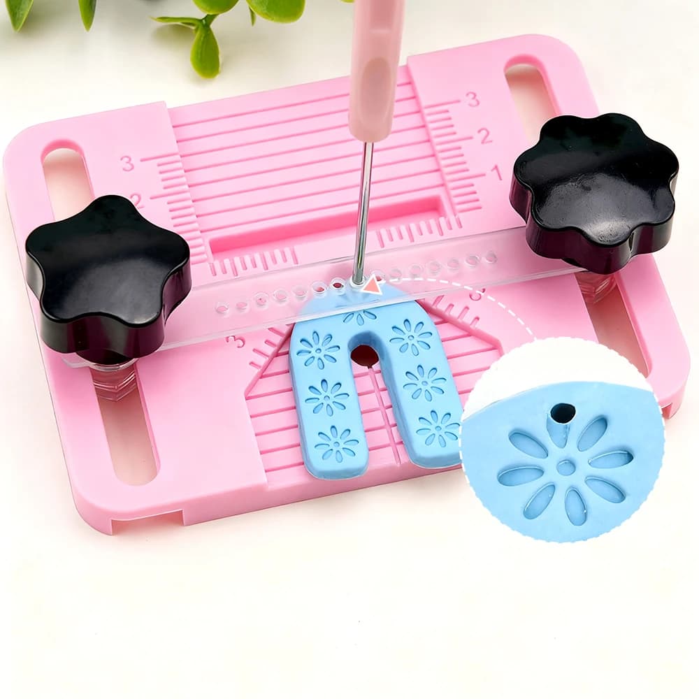 Strumento guida per trapano per orecchini in argilla polimerica Kit per la creazione di gioielli con allineamento dei fori di precisione con impugnatura antiscivolo per orecchini in argilla Makin fai-da-te
