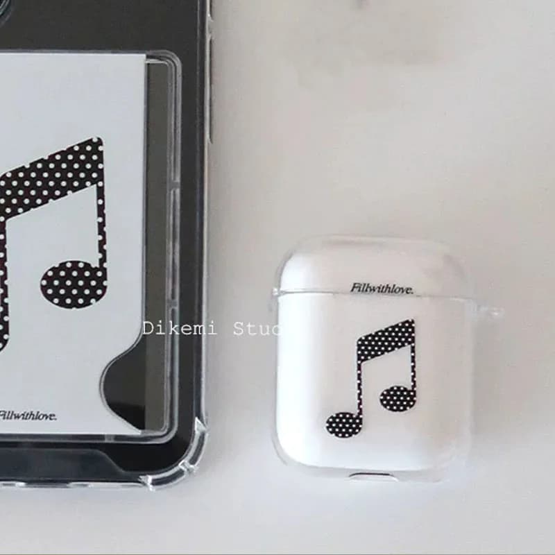 Custodia per auricolari Ins Minimalist Wave Point Music Notes per AirPods 4, 3a, 2a generazione, Pro3, cover trasparente per Airpod 1, 3, guscio protettivo Fundas
