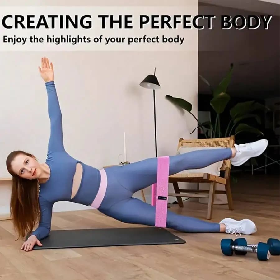 Set of multicolor foam stretch bands for stretching, fitness training and exercises for buttocks