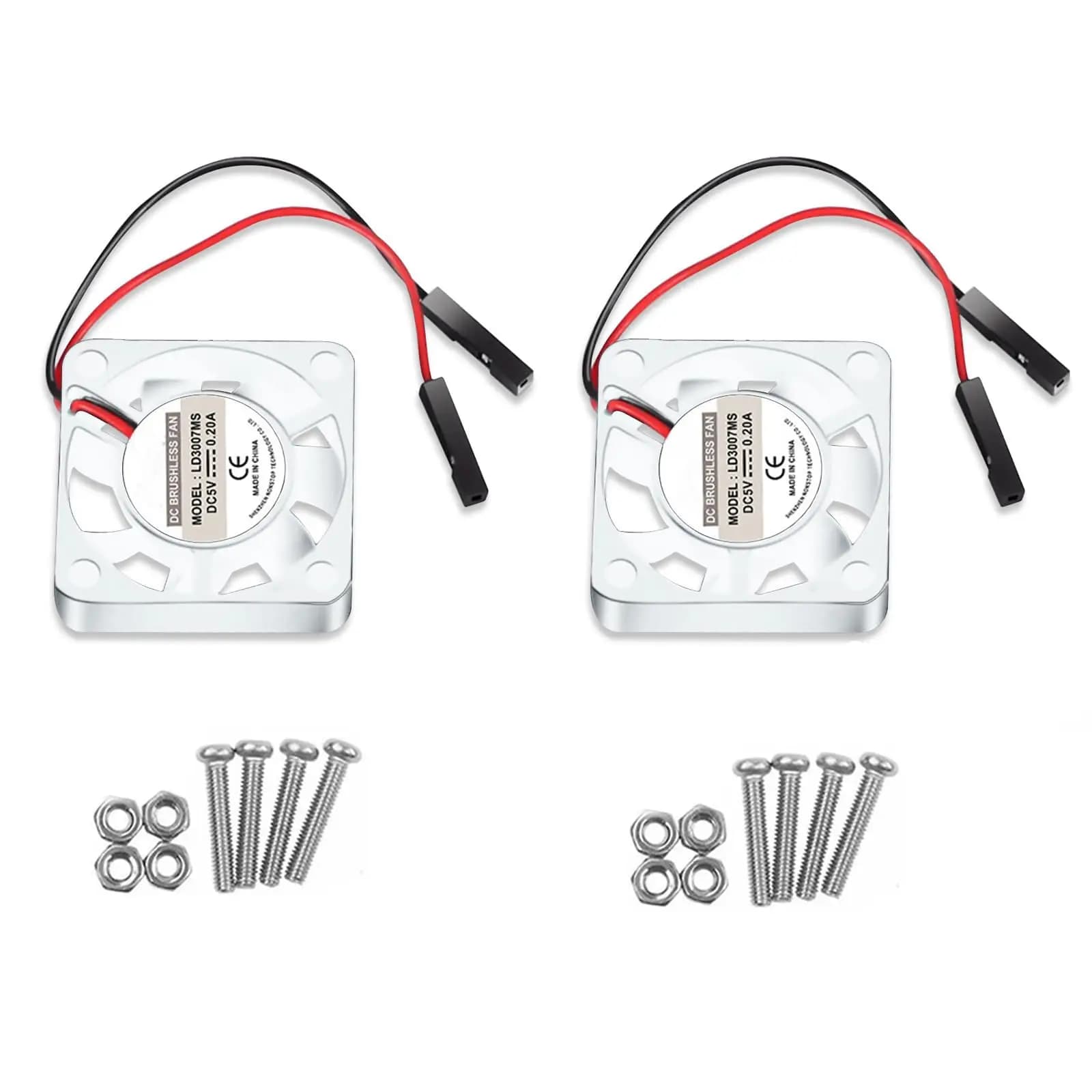 Raspberry Pi 4B fan 2 pieces, cooling device Raspberry Pi DC Brushless CPU Cooling fan silent LED 30x30x07mm fan 5V 3007 Mini radiator