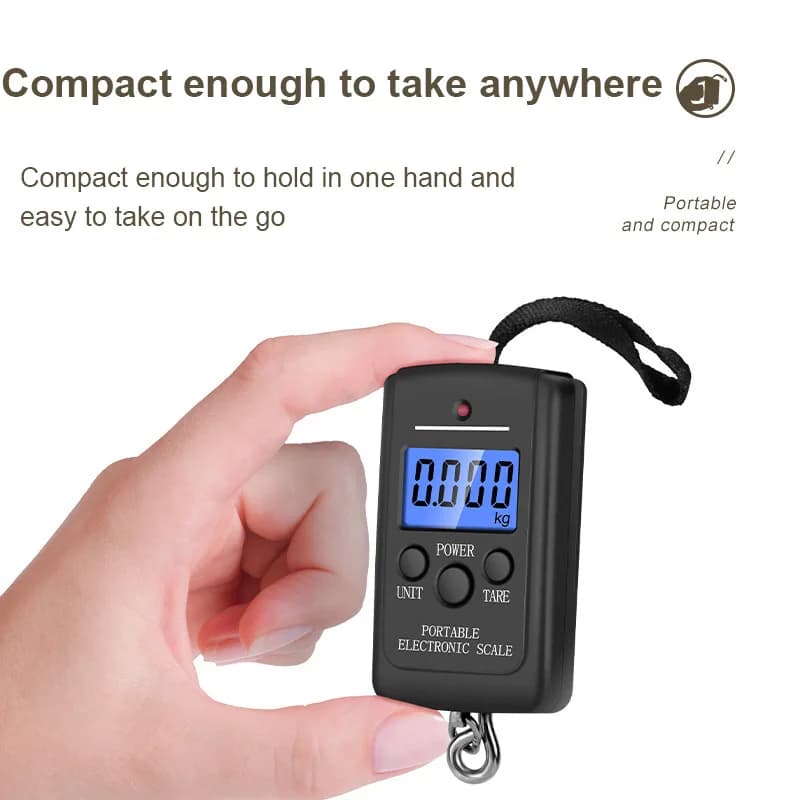 Bilancia Digitale Mini da 40kg/10g per Pesca, Bagagli, Viaggi, Bilancia Elettronica a Gancio, Strumento di Pesatura per Cucina