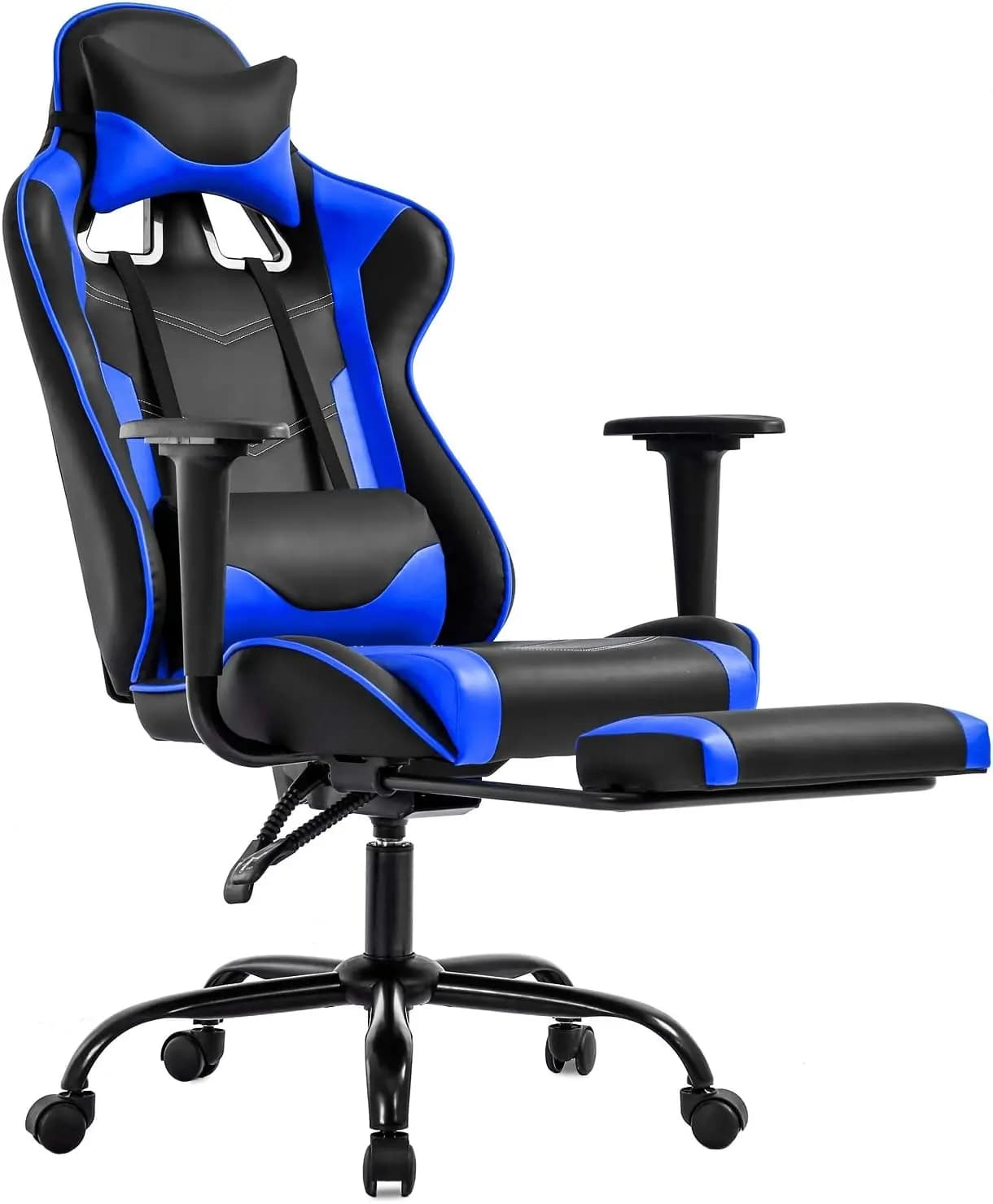 Sedia da Gaming Ergonomica con Supporto Lombare, Sedia da Ufficio Reclinabile per Casa e Ufficio, Blu