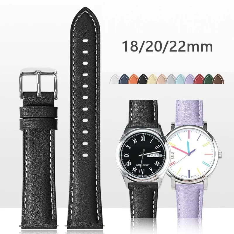 Soft genuine leather strap 18mm 20mm 22mm men's retro cowhide leather strap fast release universal working strap smart strap