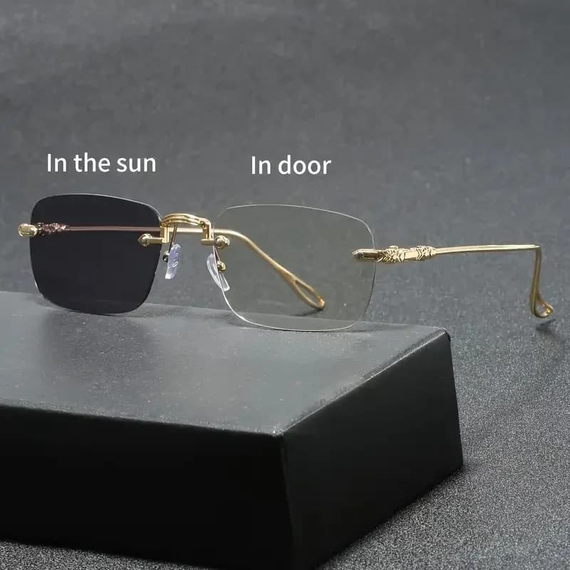1pc European and American retro men's and women's fashionable sunglasses, photochromic lightweight frame, summer sun shading sun