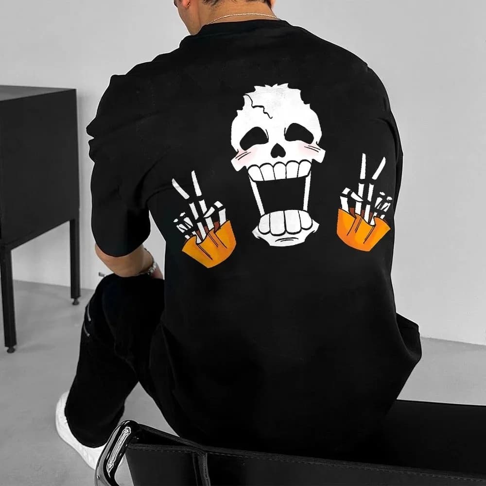 One Piece Summer Men's T-shirt Japan Anime Brook Autumn Boys and Children's Short-sleeved Punk Fashion Trend Parent-child Outfit