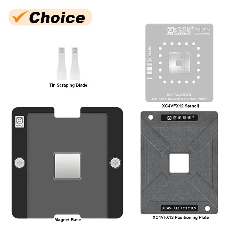 AMAOE Strong Magnetic BGA Stencil Reballing Set for Steel Network Model Kit with Lat Platform to Plant Muslimah