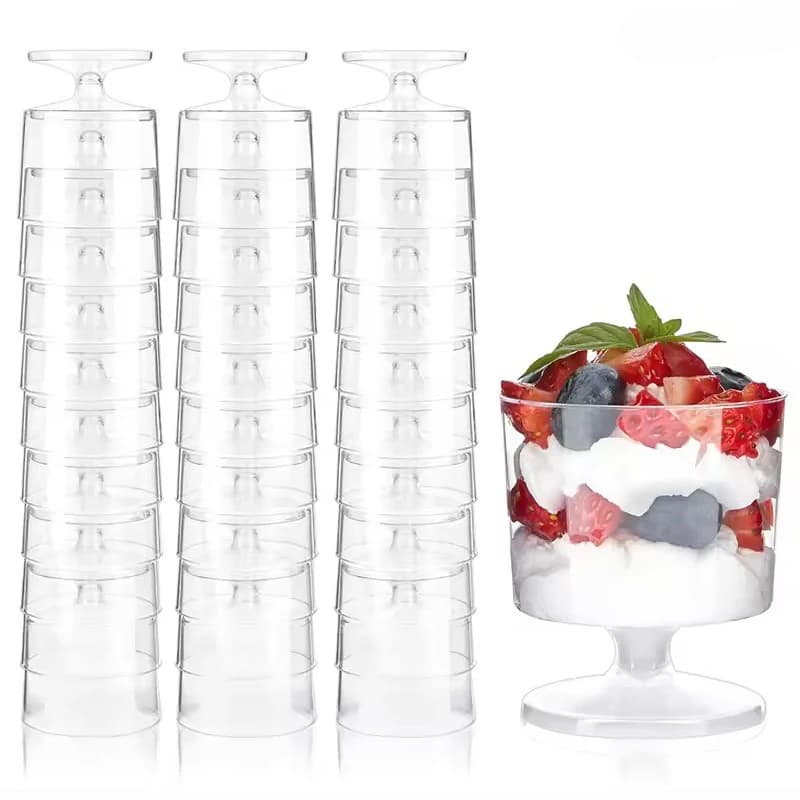 10Pcs Disposable Mini Dessert Cups, Plastic Transparent Party Serving Cups for Mousse Yogurt Appetizer Pudding, Food Container