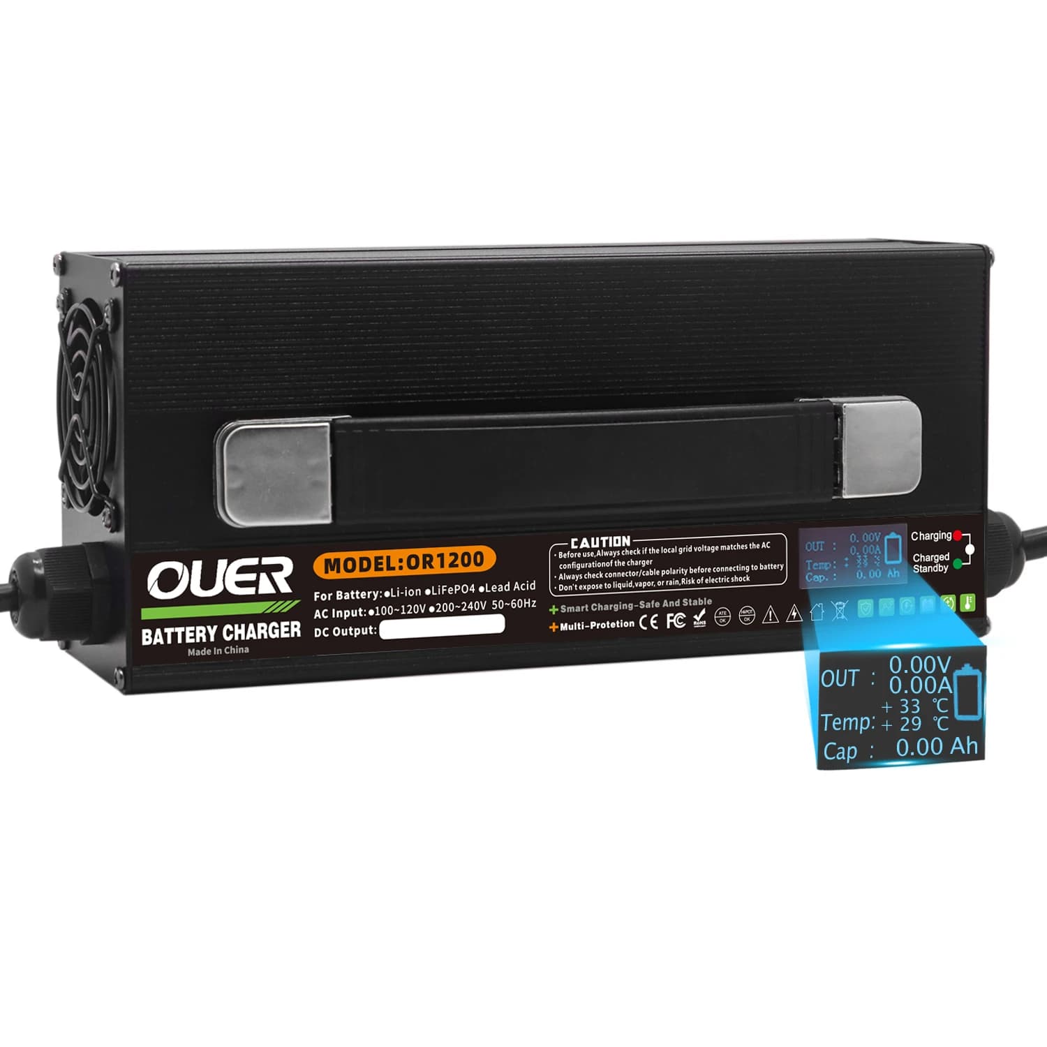 84V 13A Lithium Battery Charger Aluminum Case Suitable Usd For 72V 74V 20S Lithium Battery Fast Charger With Digital display