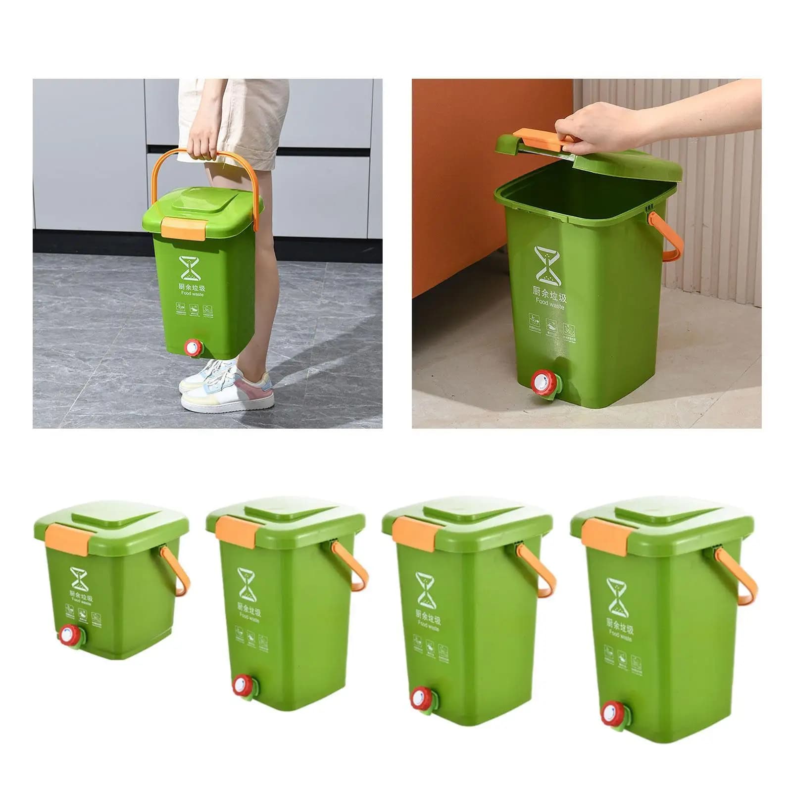 Secchio per compost per rifiuti da cucina Secchio per riciclaggio di compost Bidone per rifiuti moderno multifunzione Contenitore per compost da appoggio