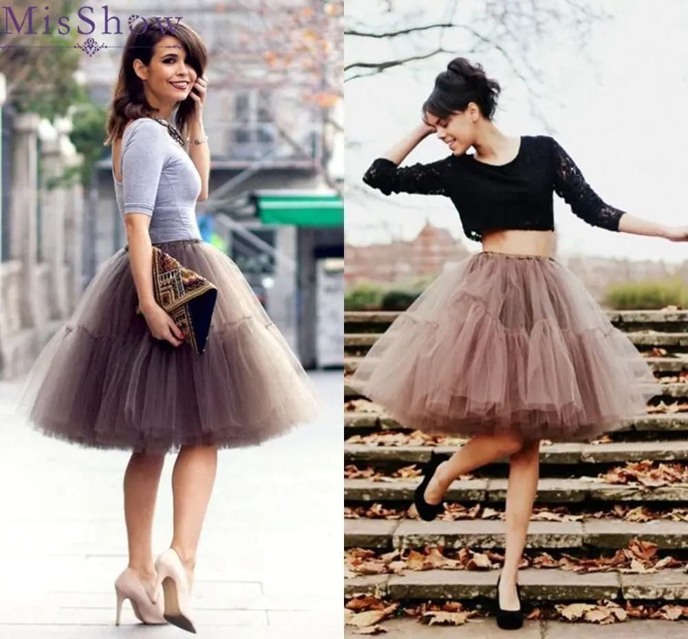 6 strati soffice abito da ballo donna gonne corte lunghezza al ginocchio vestito dal tutu sottogonna morbido tulle sottoveste per club cosplay maratona