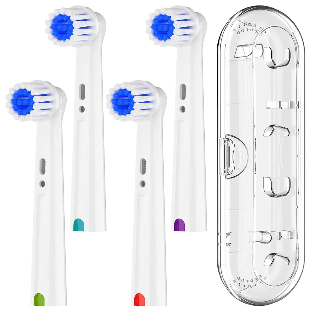 4 testine di ricambio morbide e rotanti e scatola protettiva per spazzolino compatibili con lo spazzolino elettrico Oral B, per 1000 100