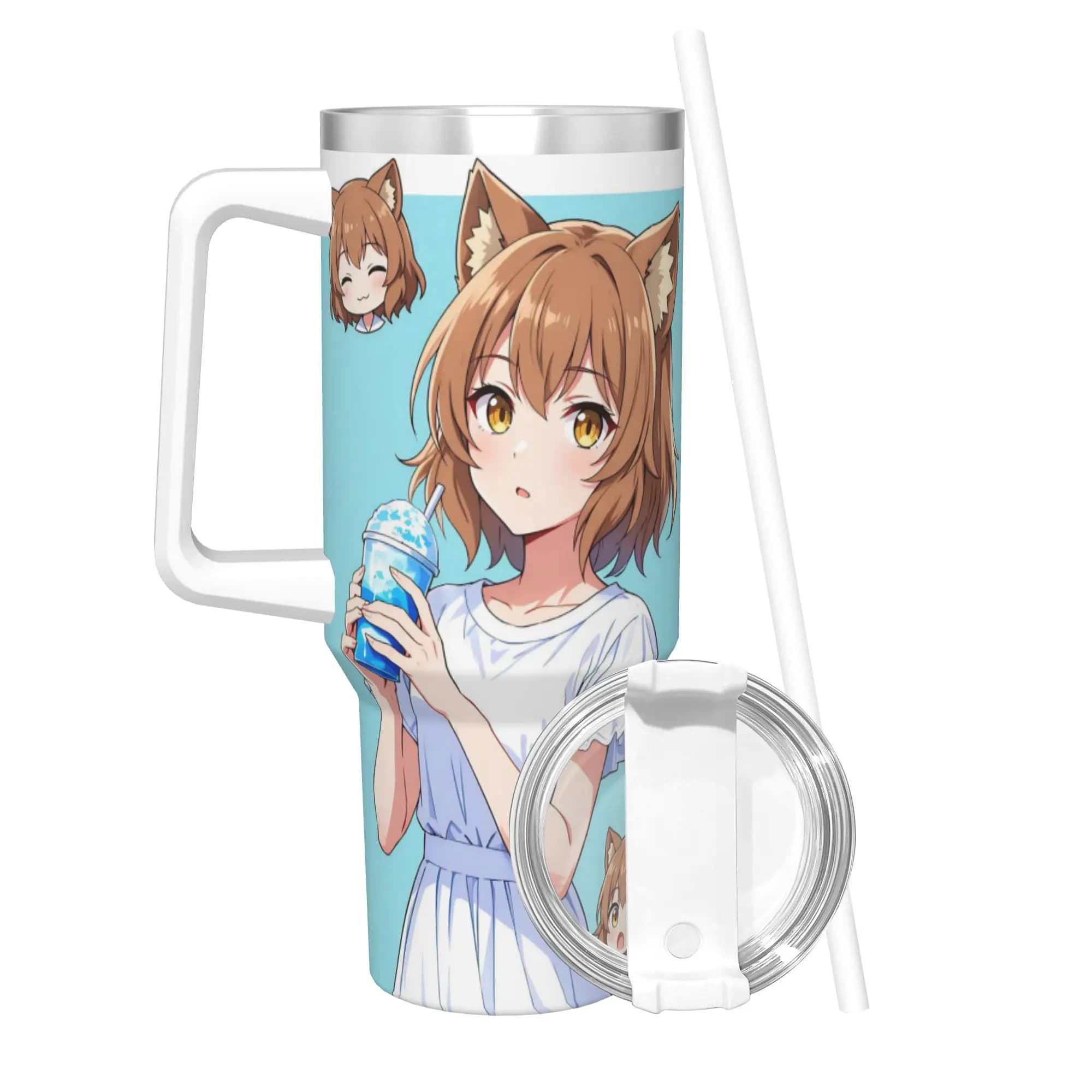Trickcal C-Chibi Go Games Tumbler Vacuum Insulated Coffee Cups Stainless Steel Double Wall Mugs Water Bottle 40oz