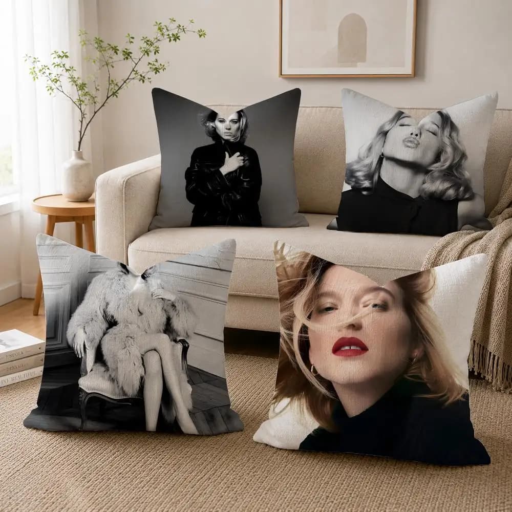 Fodera per cuscino L-Lea Seydoux in lino stampato su entrambi i lati, fodera per cuscino da divano, decorazioni per la casa nordiche
