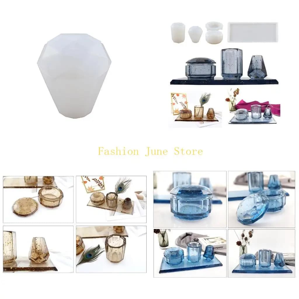 N5KA 4 Pezzi Stampi in Resina per Accessori da Bagno Set Stampi in Silicone per Colata Resina Portaspazzolino Tazza Diffusore