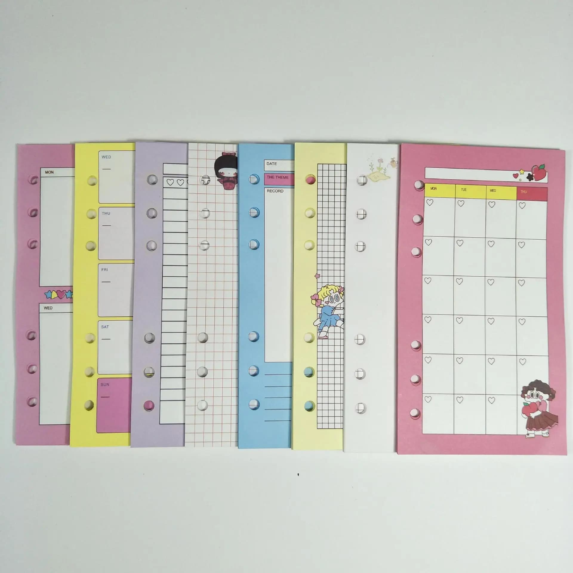 Bellissimo quaderno A6 a fogli mobili, ricarica, raccoglitore a spirale, indice, pagina interna, mensile, settimanale, lista delle cose da fare, cancelleria in carta