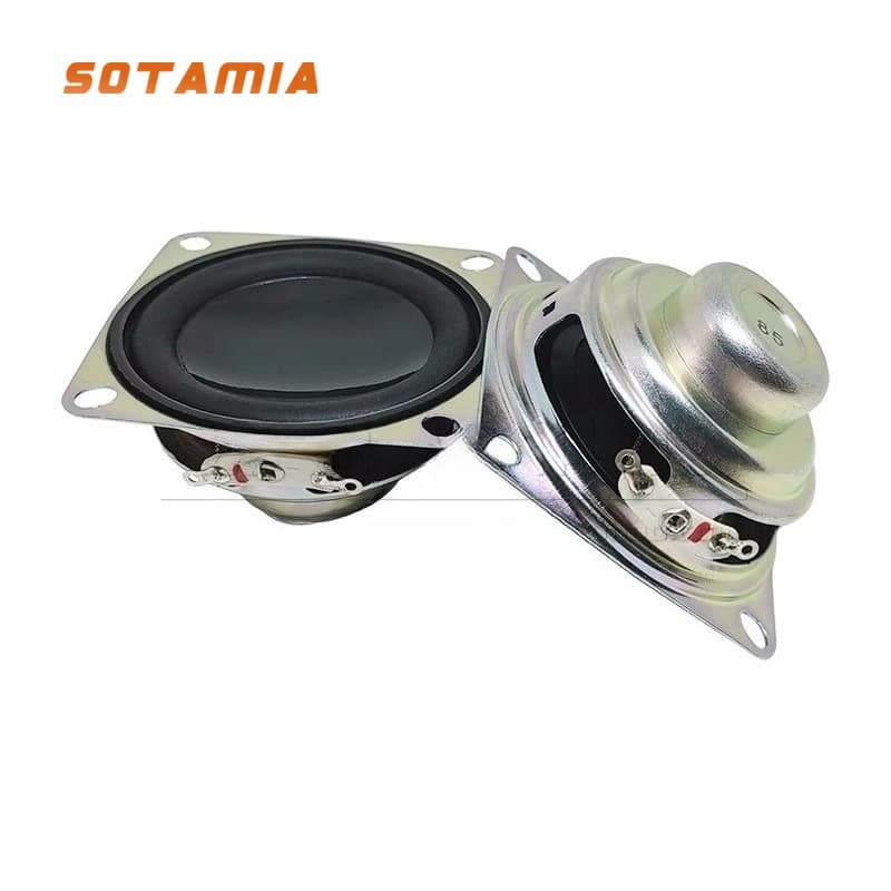 SOTAMIA 2 Pezzi Altoparlante Quadrato da 2 Pollici 8 Ohm 5 Watt 16 Core Doppio Magnete Base Nera Audio Bluetooth Full Range
