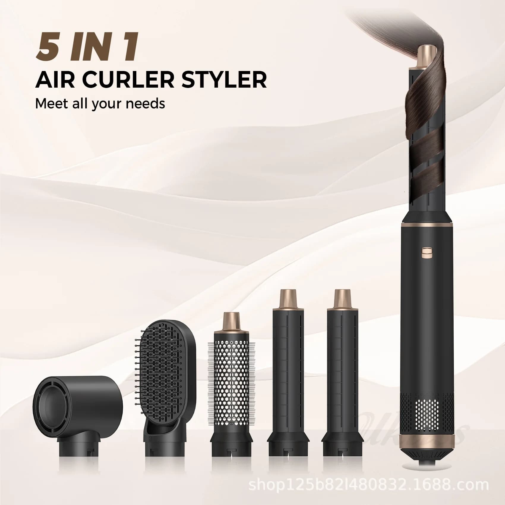 Pettine ad aria calda 5 in 1 di vendita calda Piastra per capelli con ferro arricciacapelli automatico Asciugacapelli multifunzionale, set di pettini ad aria per cambio capelli