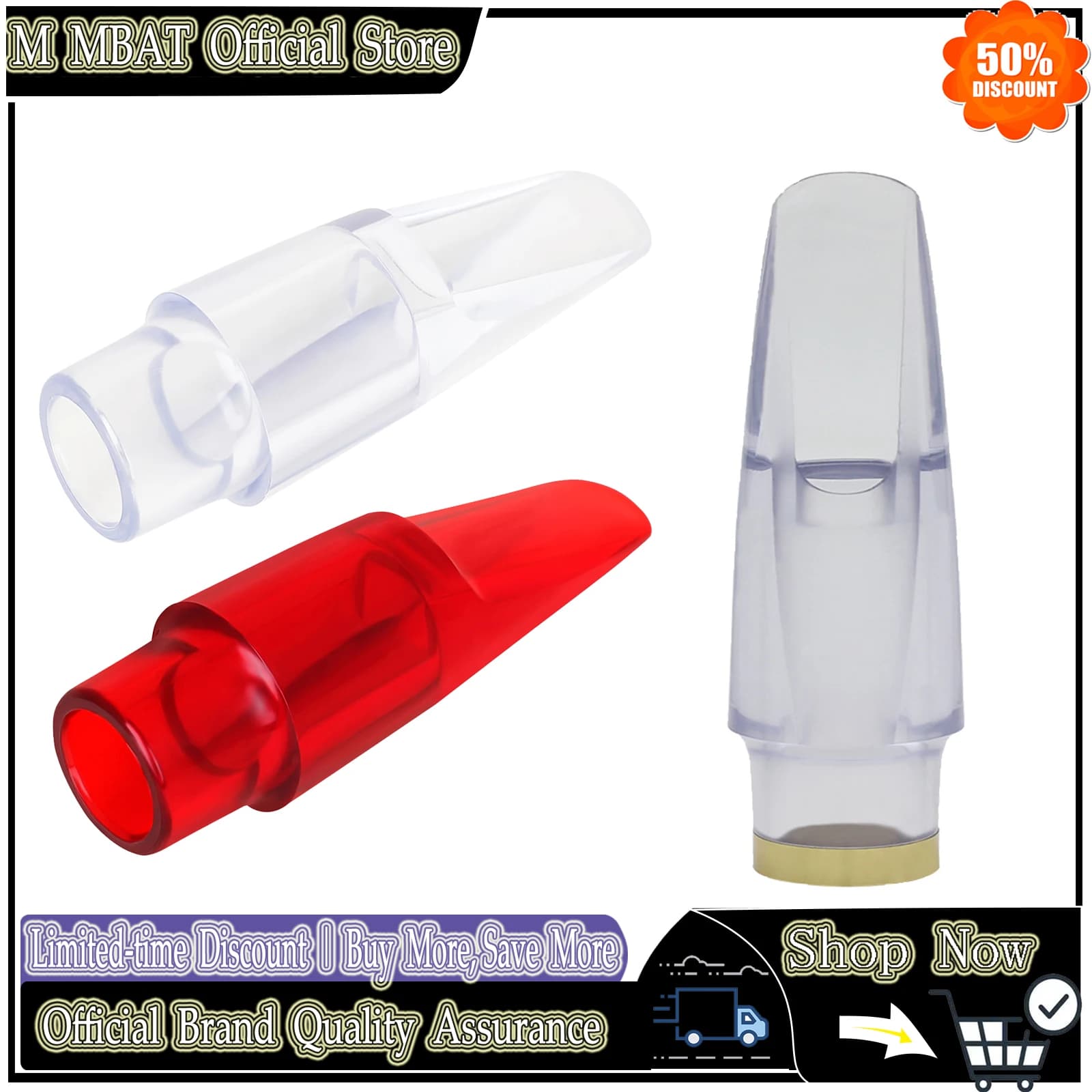 M MBAT Alto Saxophone Head Color Mouthpiece Crystal Transparent Mouthpiece Instrument Part Saxophone Head Sax Alto Saxophone