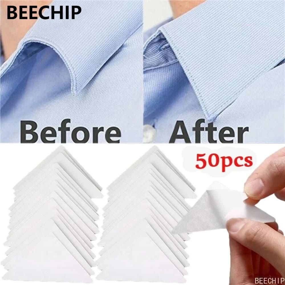 50PCS Self Adhesive Collar Fixed Pads Collar Styling Tape Does Not Warp Shirt Neck Protector Pads Shirt Collar Support Pads