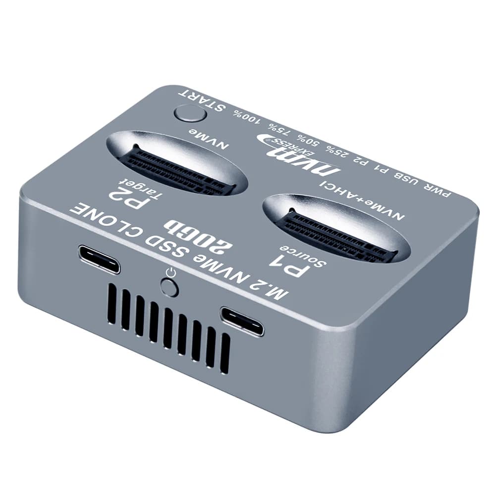 Docking station NVME dual-bay USB3.2 Tipo C Scatola disco rigido esterno Gen2X Custodia per disco solido da 20 Gbps Chiave M/B M per SSD M Chiave SSD